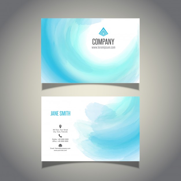 دانلود وکتور Business card with a watercolour wave design