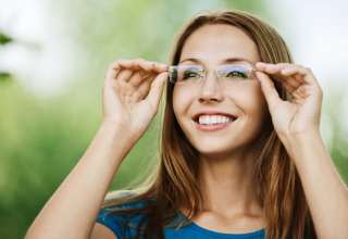 portrait charming young woman glasses