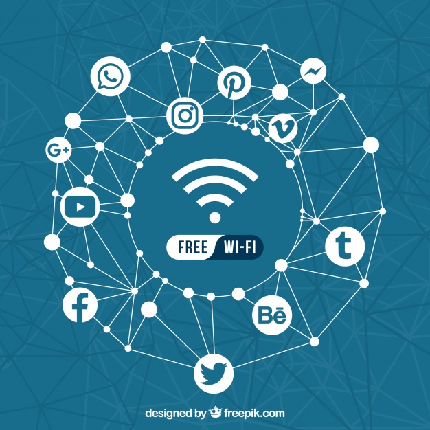 دانلود وکتور Geometric background of social networks and free wifi