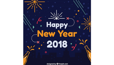 دانلود وکتور Happy new year 2018 flat background