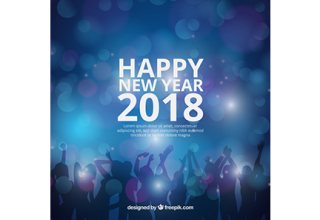 دانلود وکتور Realistic new year 2018 background with party people silhouette